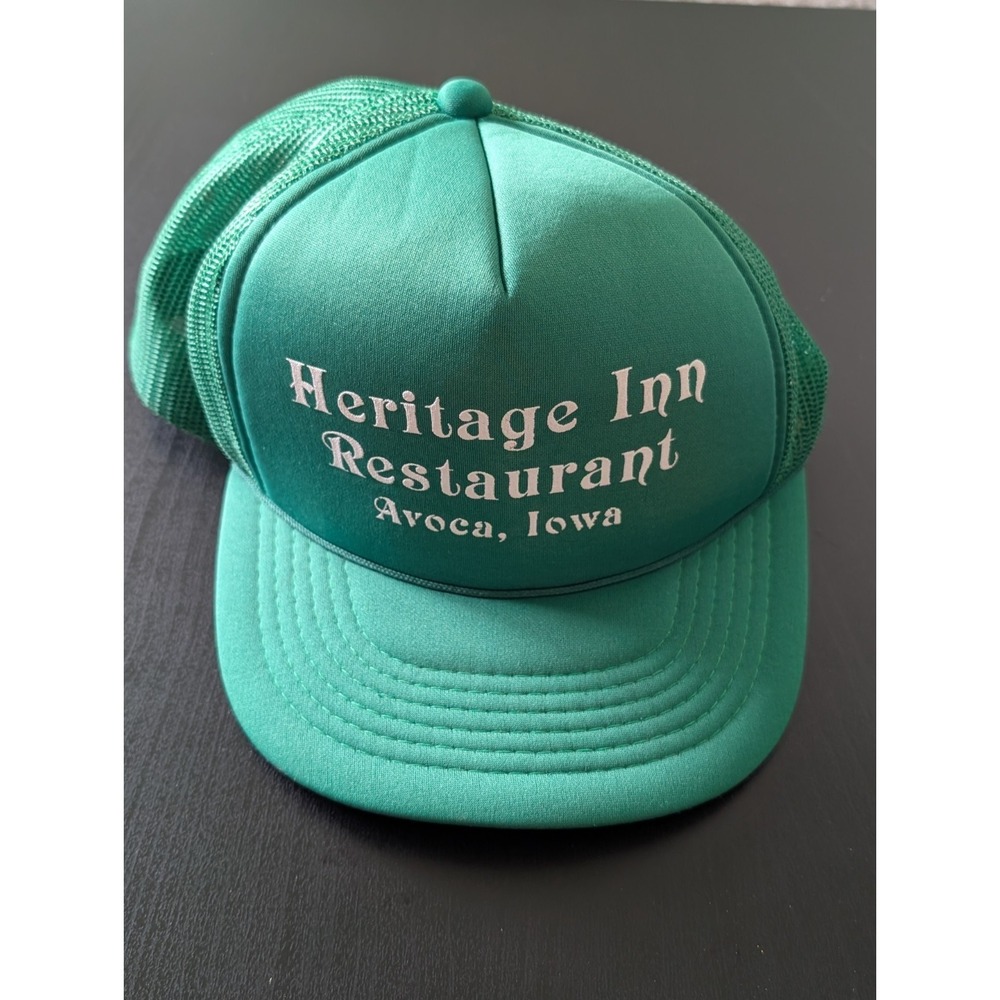 Vtg‎ Heritage Inn Restaurant Avoca Iowa Snapback Trucker Hat Osfm Green YoungAn